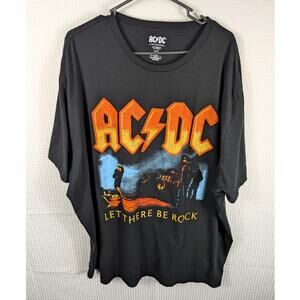 AC/DC Let There Be Rock Band T-Shirt Mens 3XB Black Graphic Tee Vintage Style